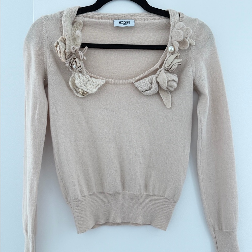 Moschino Cream Floral Detail Sweater
